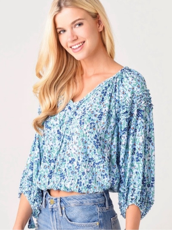Poupette St. Barth Tops - Poupette St. Barth Paloma Blouse in Blue